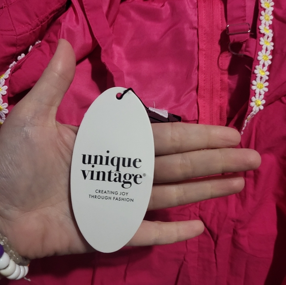 NWT Unique Vintage Fuschia Dress with Daisies - Picture 2 of 9